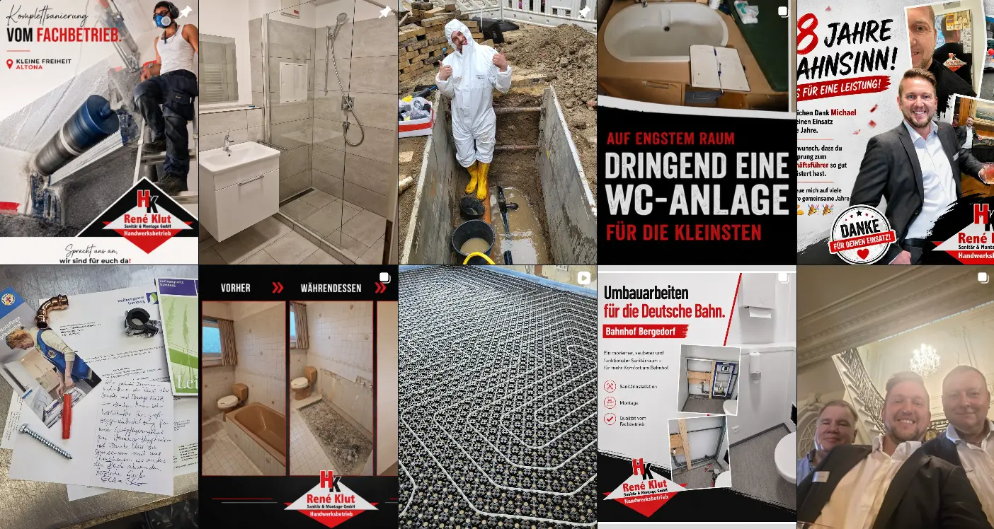 Instagram-Einblicke in Sanitärarbeiten, Badsanierungen und den Arbeitsalltag bei René Klut